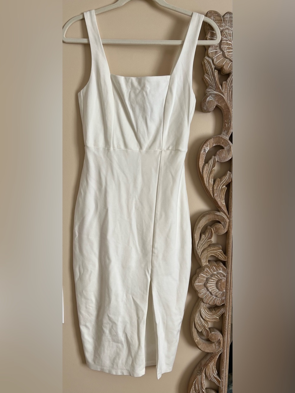Lulu's Ivory Square-Neck Midi Sheath Dress
